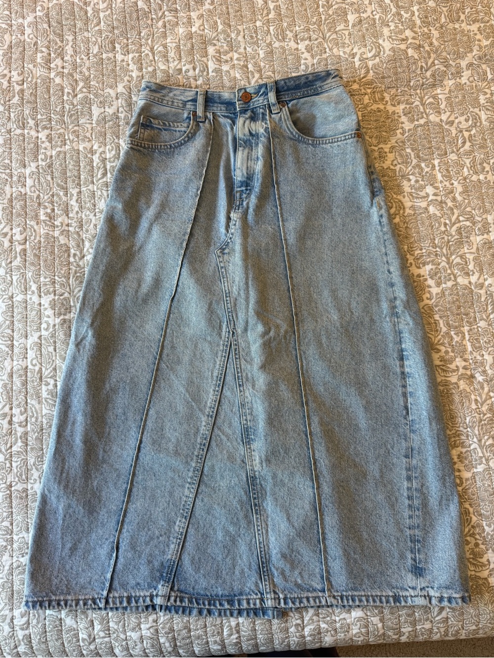 Pilcro Light Blue Denim Flared Maxi Skirt